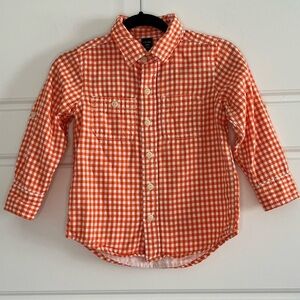 Baby Gap 100% Cotton Orange White Boys Button Down Shirt Size 3Yrs Fall Autumn